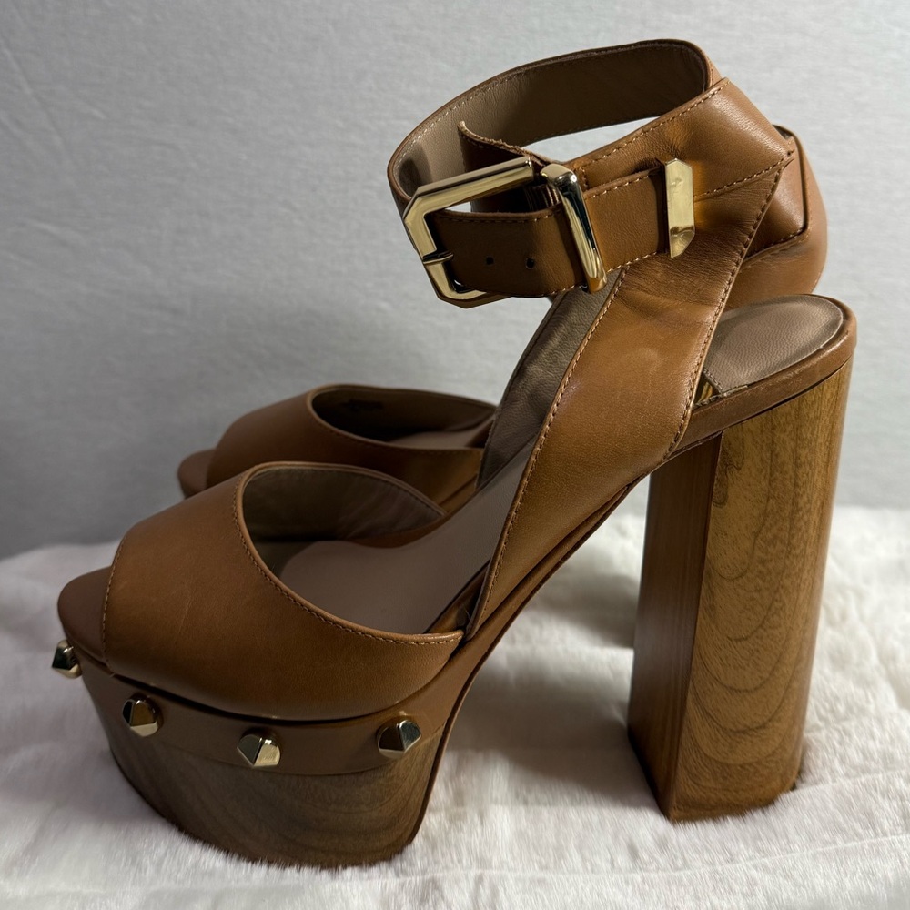 MARCIANO Strappy Block Heels with Gold Stud Detail